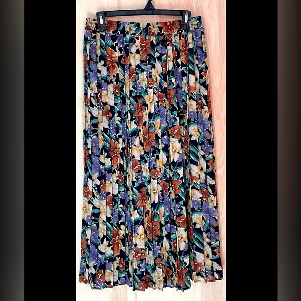 Vintage Worthington retro floral pleated skirt - EUC
